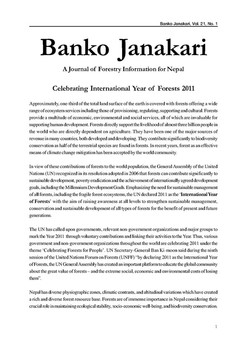 Celebrating International Year of Forests 2011 [Editorial] in BANKO JANAKARI - वनको जानकारी : A Journal of Forestry Information for Nepal (21 : 1 January - June 2011