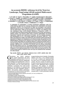 An accurate REDD+ reference level for Terai Arc Landscape, Nepal using LiDAR assisted Multi-source Programme (LAMP) / Joshi, AR in BANKO JANAKARI - वनको जानकारी : A Journal of Fo