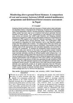 Monitoring above-ground forest biomass: A comparison of cost and accuracy between LiDAR assisted multisource programme and field-based forest resource assessment in Nepal / Kandel, PN in BANKO JANAKAR