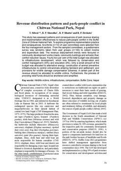 Revenue distribution pattern and park-people conflict in Chitwan National Park, Nepal / Silwal, T in BANKO JANAKARI - वनको जानकारी : A Journal of Forestry Information for Nepal (