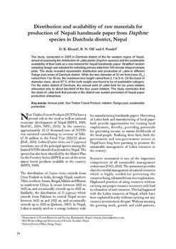 Distribution and availability of raw materials for production of Nepali handmade paper from Daphne species in Darchula district, Nepal / Kharal, D. K. in Banko Janakari (21 : 2 November 2011)