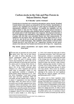 Carbon stocks in the Oak and Pine Forests in Salyan District, Nepal / SHRESTHA, B.P. in BANKO JANAKARI - वनको जानकारी : A Journal of Forestry Information for Nepal (23 : 2 July-