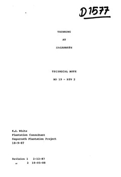 Thinning at Sagarnath: Technical not no. 9-Rev 2 [printed text] / WHITE, K.J.; ,. - Kathmandu : Sagarnath Plantation Project, 1987