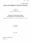 Analysis of Community forestry Characteristics in the Dhaulagiri Hills (Analysis and Finsing from the FUG Database, Baglung at 16.071996) [printed text] / UPADHYAY, S.; ,. - Baglung : Nepal - UK comm
