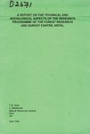A report on the technical and sociological aspects of the research programme of the Forest Research and Survey Center, Nepal [printed text] / ABELL, T.M.; ,. - Kathmandu : National Research Institute