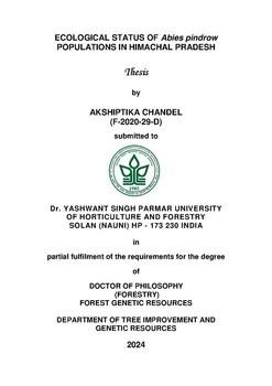 Ecological status of abies pinderow populations in himalchal pradesh